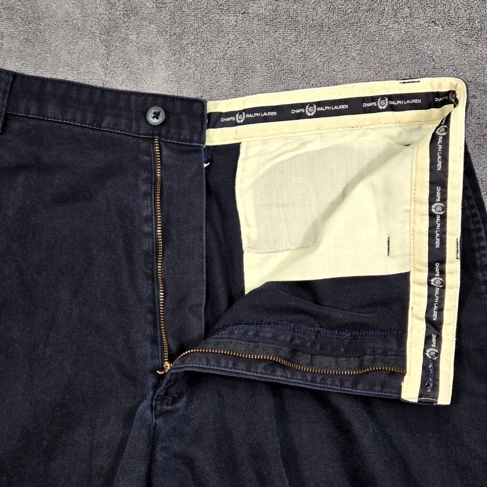 Chaps Ralph Lauren Chino Shorts‎ Mens 36 Navy Blue Good Cotton Flat Front 70901M - Picture 8 of 16